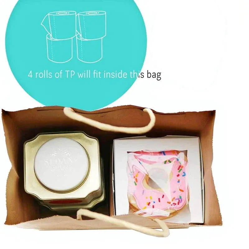 50X Kraft Paper Bags Gift Shopping Carry Craft Brown Bag With Handles - M-21cmx27cmx11cm