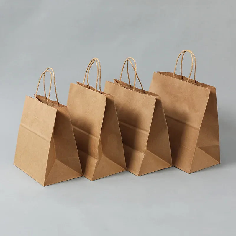 50X Kraft Paper Bags Gift Shopping Carry Craft Brown Bag With Handles - XXL-42cmx31cmx13cm