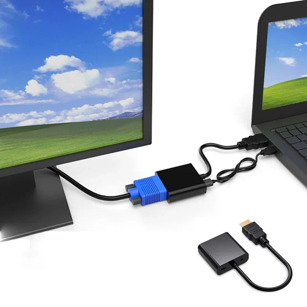 Jasoz 1080P Hdmi Male To Vga Female Video Adapter Cable Converter Chipset - Black