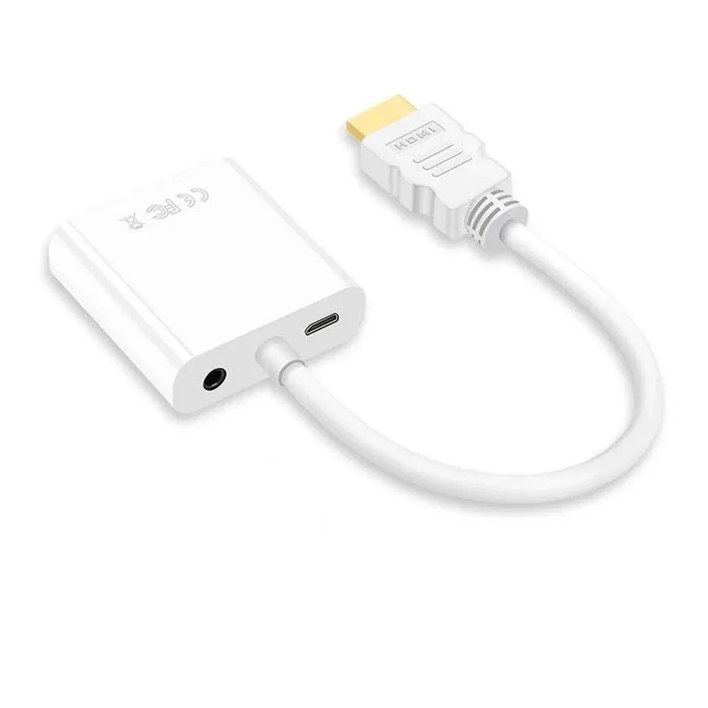 Jasoz 1080P Hdmi Male To Vga Female Video Adapter Cable Converter Chipset - White