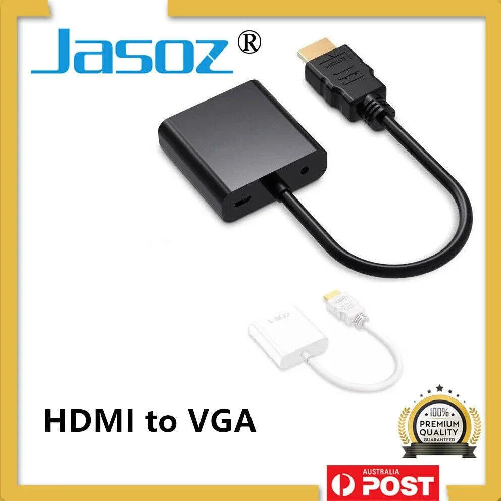 Jasoz 1080P Hdmi Male To Vga Female Video Adapter Cable Converter Chipset - White