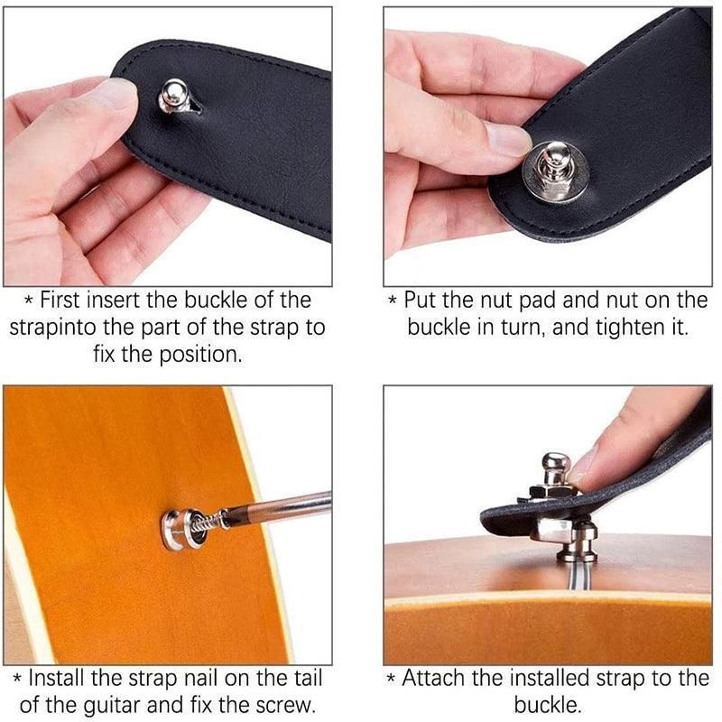1PC Buttons Straplocks Bass Replacement Strap Locks Electric Acoustic Guitar - Silver