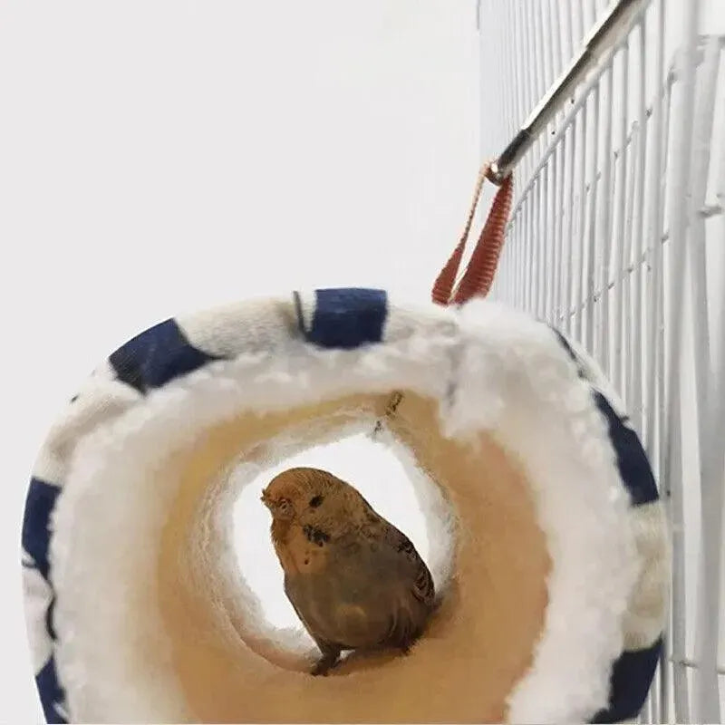 Pet Tunnel Hammock Linen Plush Cotton Cage Hanging Guinea Pig Hamster Warm Sleep - Yellow Duck