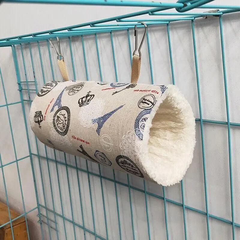 Pet Tunnel Hammock Linen Plush Cotton Cage Hanging Guinea Pig Hamster Warm Sleep - Yellow Duck