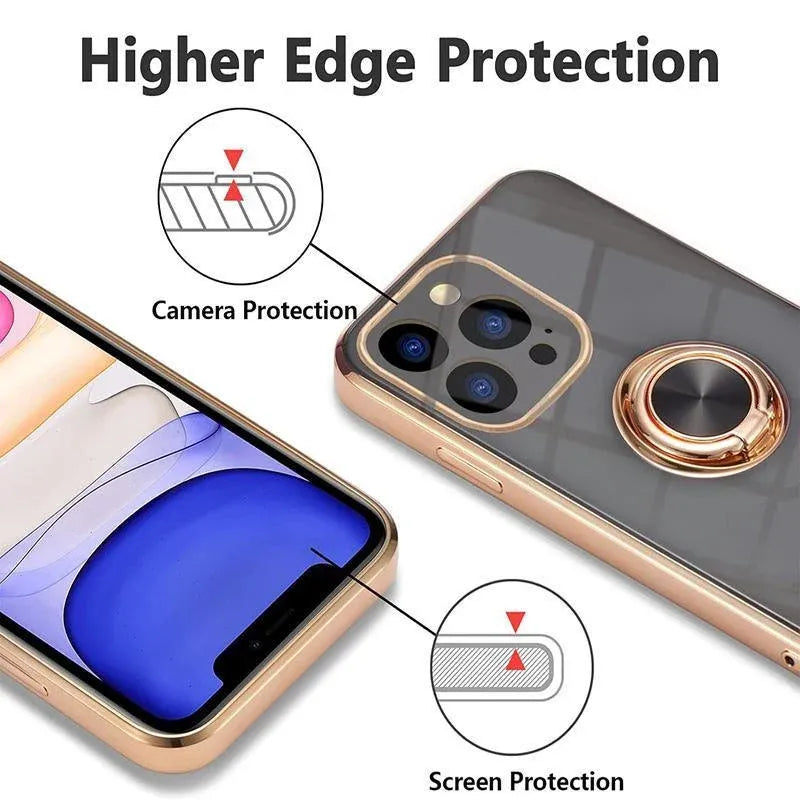 Silicone Ring Stand Case Cover for iPhone 14 13 12 Pro Max