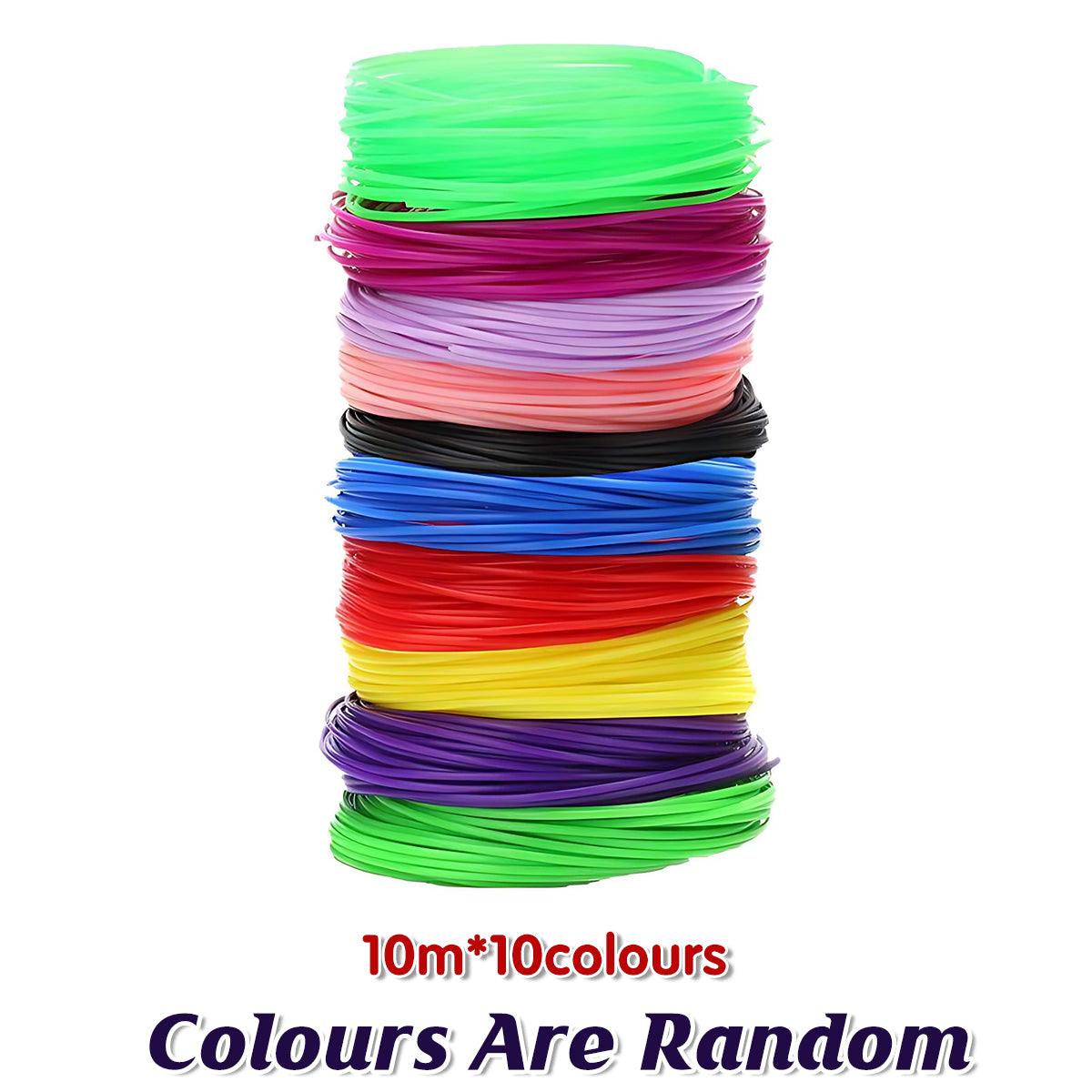 100M PLA 3D Pen Filament 10 Colours 1.75mm Printing Material for Drawing Craft