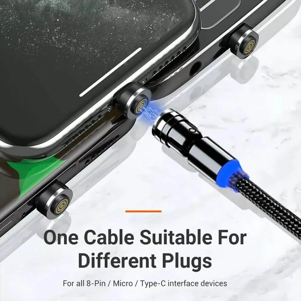 540 Degree Rotating Magnetic Charging Cable USB Data Cord for iPhone 1m 2m 3m - 2m
