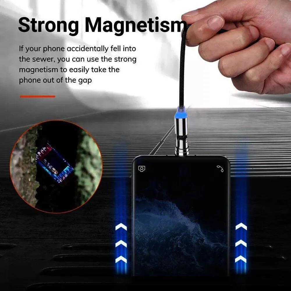 540 Degree Rotating Magnetic Charging Cable USB Data Cord for iPhone 1m 2m 3m - 2m