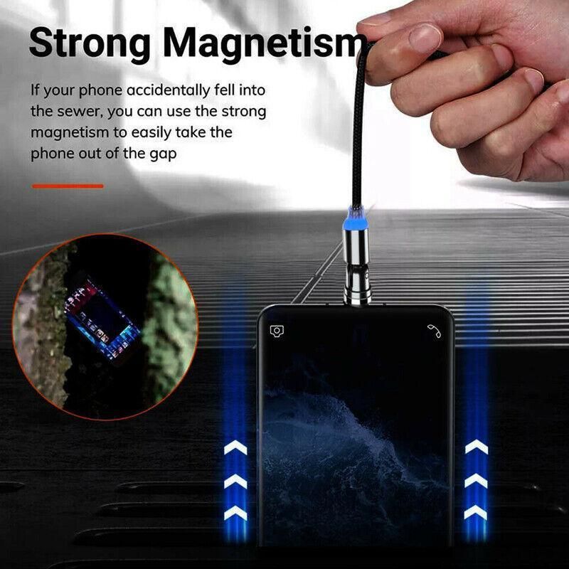 3in1 Fast Charging Cable with Rotating Head for USB C iOS Micro USB Devices - 1M