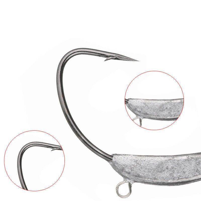 Weedless Jighead Hook Swimbait Worm Fishing Lure Wide Gap Single Barbed Spinner - 2/0#
