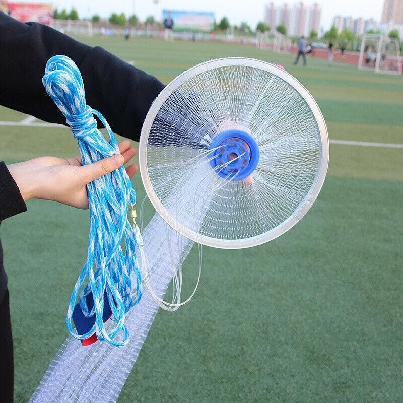 8Ft 12Ft Fishing Cast Net Quick Throw Nylon Mesh Drawstring Chain Bottom Spread - 2.4M