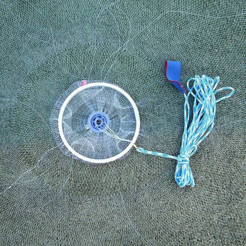 8Ft 12Ft Fishing Cast Net Quick Throw Nylon Mesh Drawstring Chain Bottom Spread - 2.4M