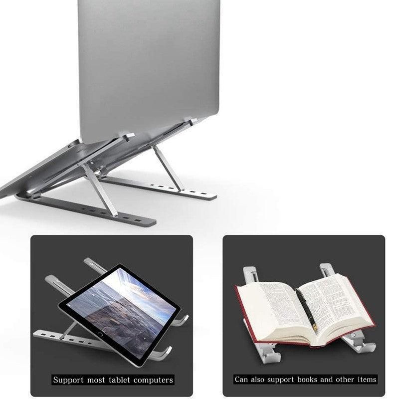 Adjustable Laptop Stand Portable Aluminum Alloy Desktop Holder for 11 to 17.3 Inch - Black