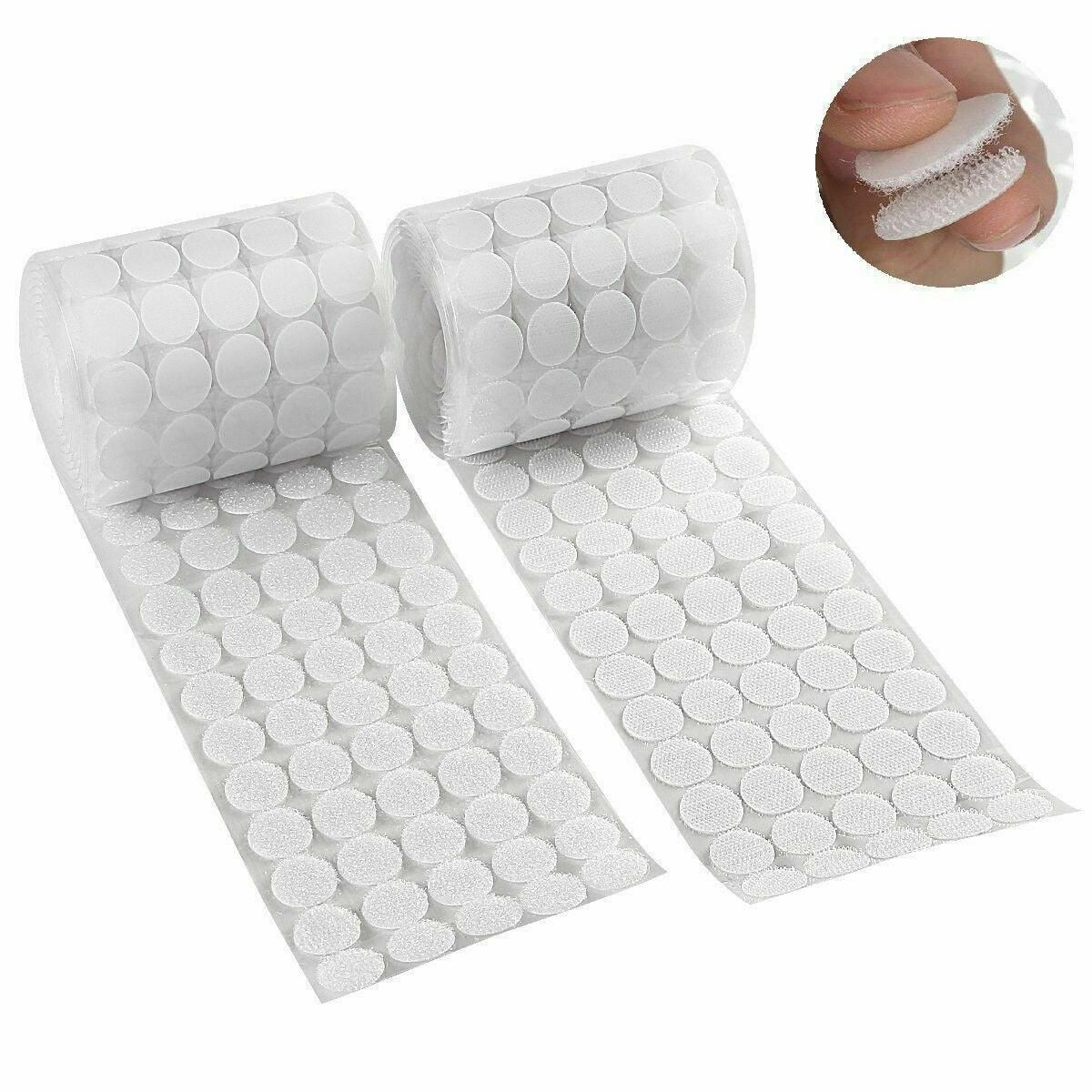Hook and Loop Sticky Self Adhesive Dots Coins Circles Tape Black White 15mm - Black