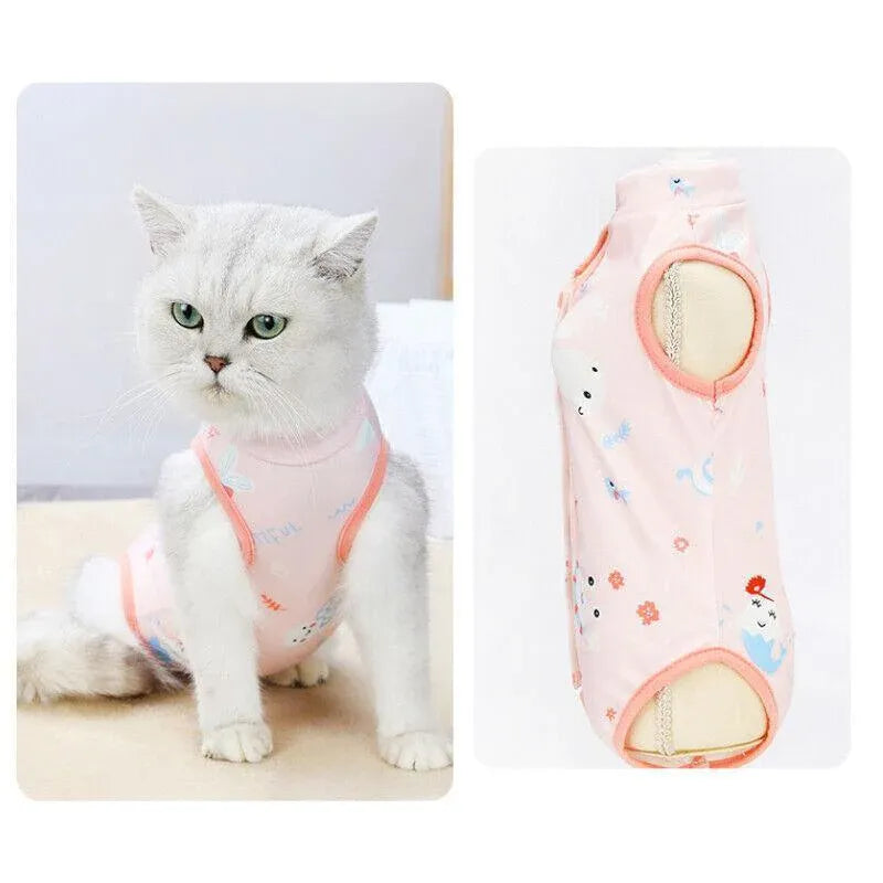 Pet Cat Postoperative Recovery Suit Pet Surgery Clothing Sterilization Weaning Pink - S( Bust: 33cm Length: 21cm)