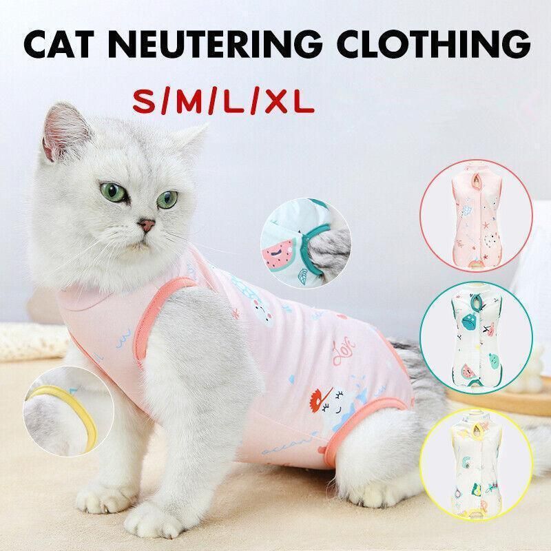 Pet Cat Postoperative Recovery Suit Pet Surgery Clothing Sterilization Weaning Pink - M(Bust: 38cm Length:27cm)
