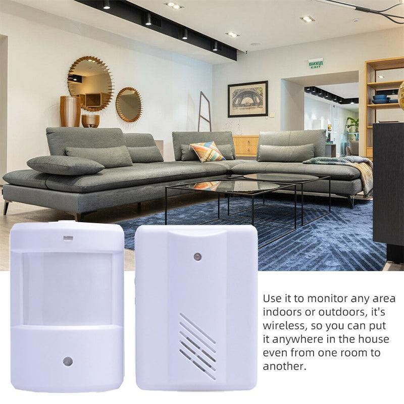 Restaurant Shop Door Entry Wireless Pir Motion Sensor Door Chime Door Bell Alarm - 2 Receivers+1 Sensor