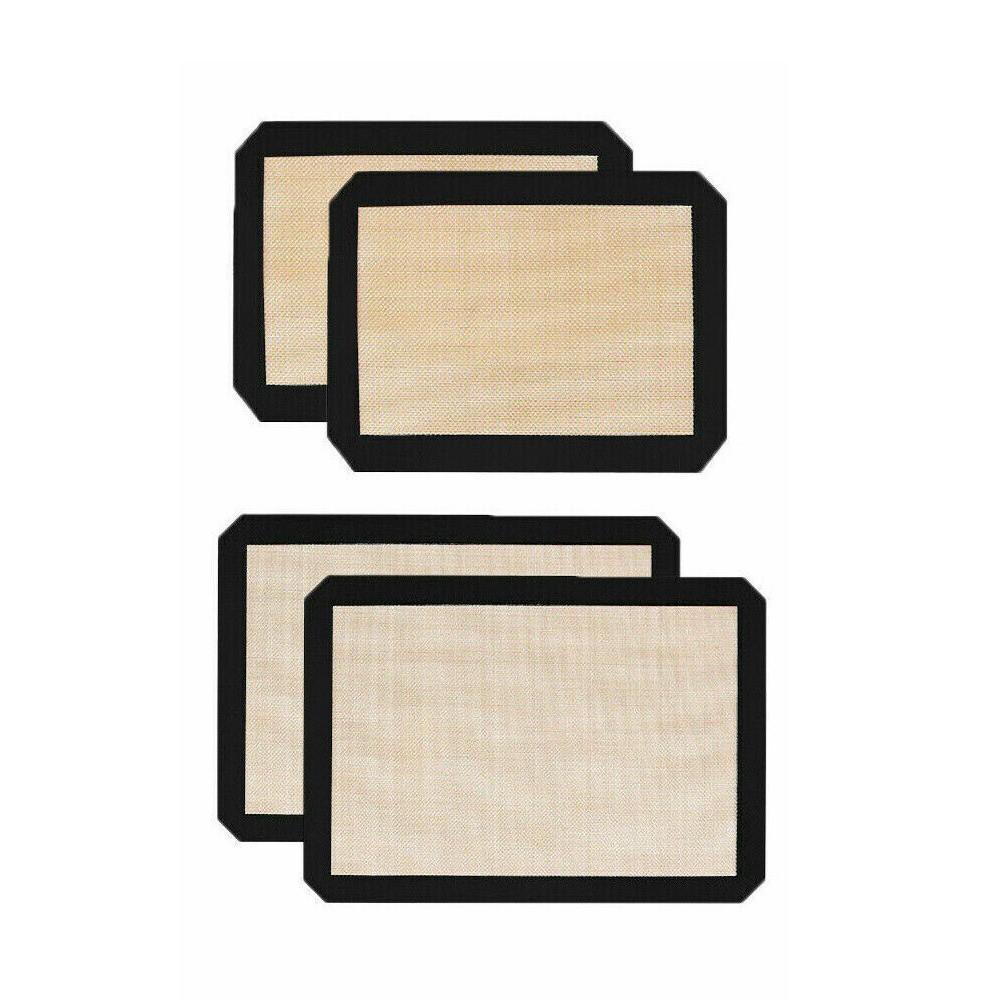 Silicone Baking Mat Non Stick Reusable Sheet for Pastry Dough Cookie Oven Bakeware - Black 2PCS(2*60X40CM)