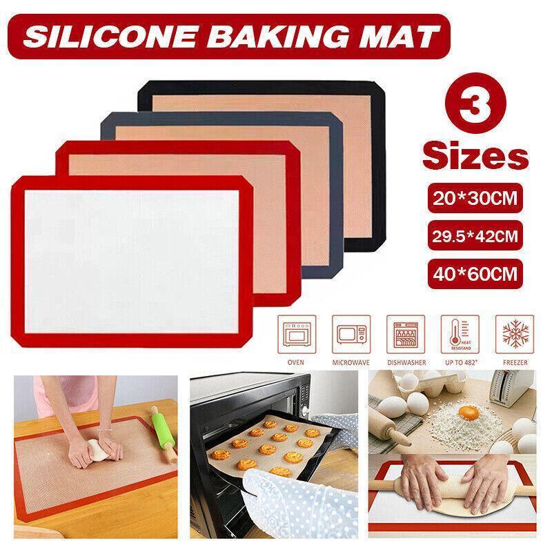 Silicone Baking Mat Non Stick Reusable Sheet for Pastry Dough Cookie Oven Bakeware - Grey 4PCS(2*30X21+2*42X29.5CM)