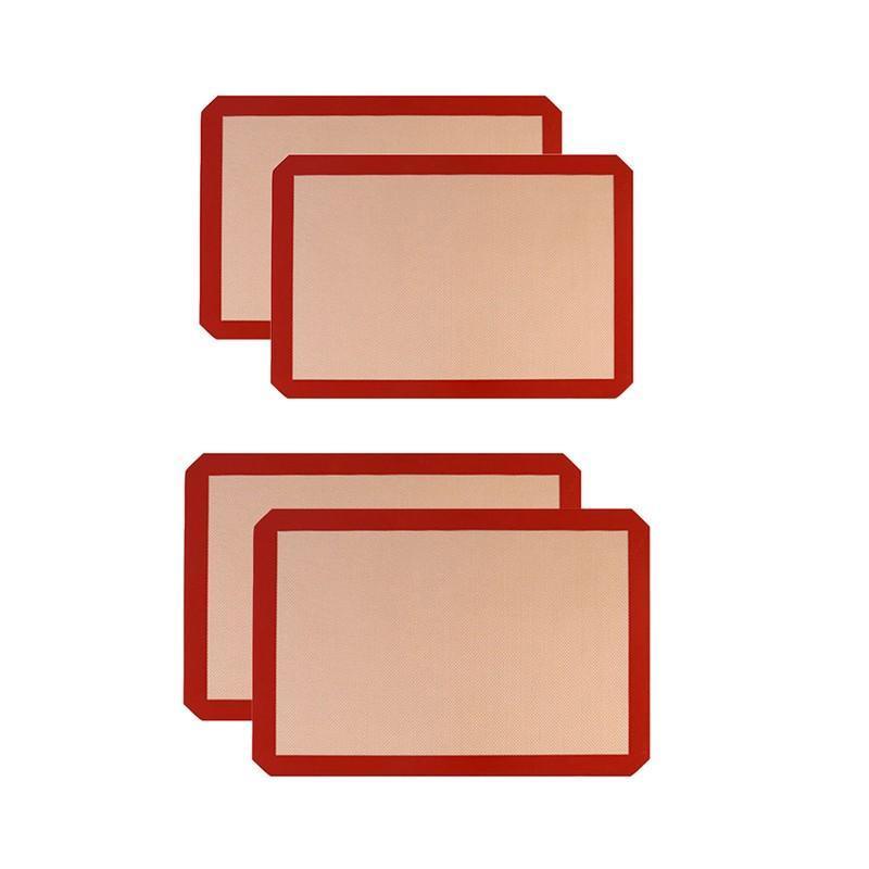 Silicone Baking Mat Non Stick Reusable Sheet for Pastry Dough Cookie Oven Bakeware - Red 4PCS(2*30X21+2*42X29.5CM)