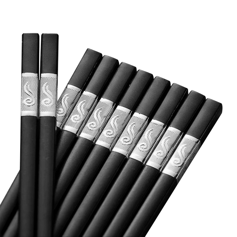 10Pairs Premium Fiberglass Reusable Chopsticks - Dishwasher Safe - Golden-3