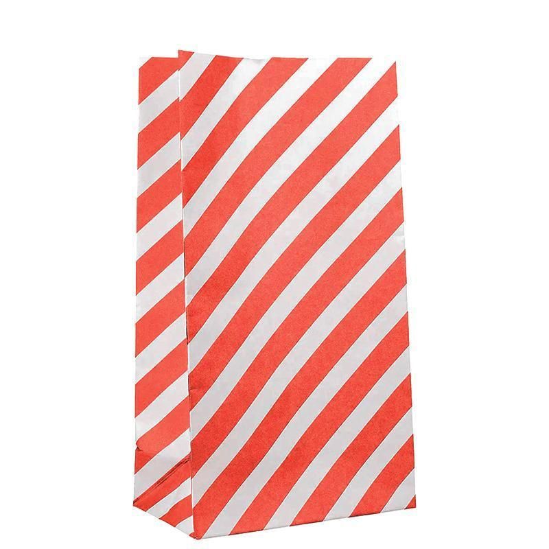 100X Colourful Plaid Kraft Paper Bag Candy Cookie Snack Cake Gift Bags 9X6X18cm - Yellow