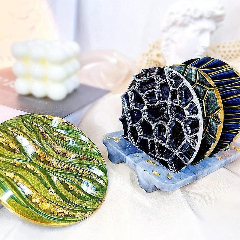 Coaster Cup Mat Mold Wave Diamond Pattern Silicone Mould for Epoxy Resin Casting