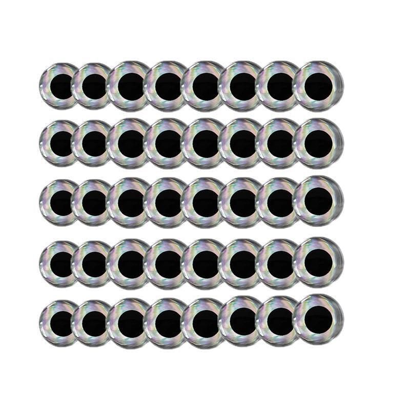 100PCS Fish Eyes 3D Holographic Lure Eyes Fly Tying Jigs Crafts Dolls - 100PCS / 5mm / Silver