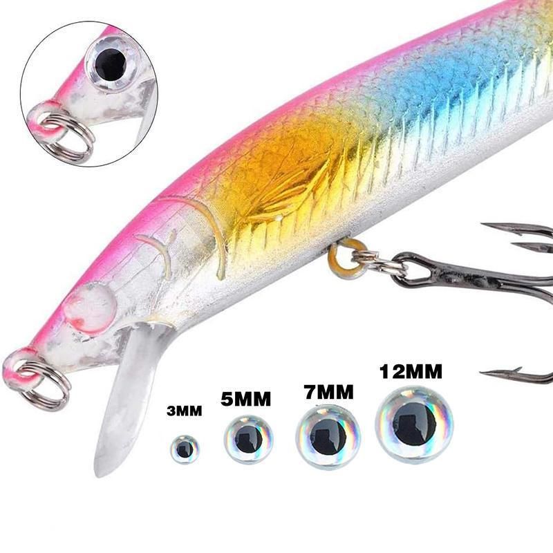100PCS Fish Eyes 3D Holographic Lure Eyes Fly Tying Jigs Crafts Dolls - 100PCS / 5mm / Silver