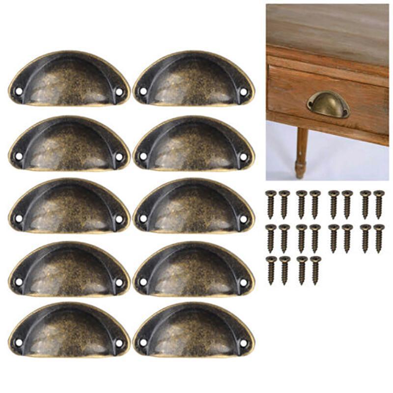 30X Modern Cup Cabinet Handle Knob Drawer Furniture Door Pull Shell Cupboard - Black