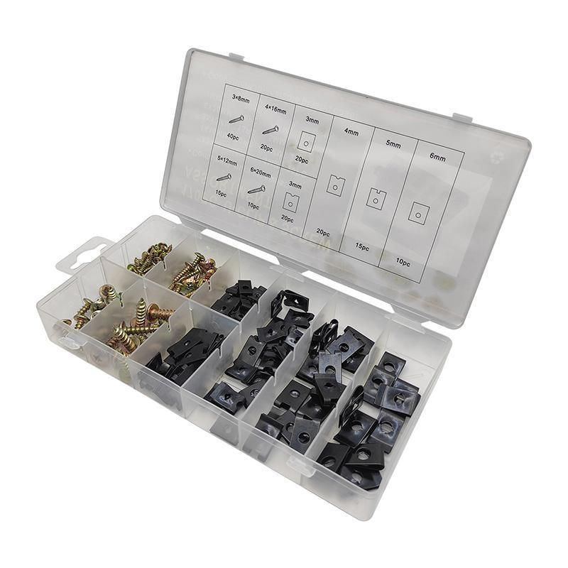 170X Universal Car U Clip Nut Screw Kit Vehicle Bumper Dash Door Panel Interior