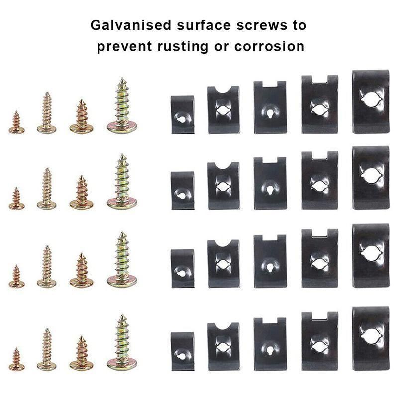 170X Universal Car U Clip Nut Screw Kit Vehicle Bumper Dash Door Panel Interior