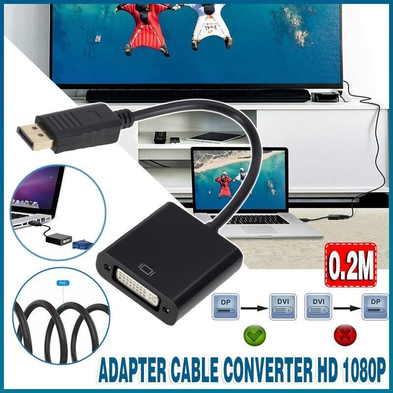 DisplayPort to DVI Adapter Cable 1080P DP Male to DVI Female Converter 20cm