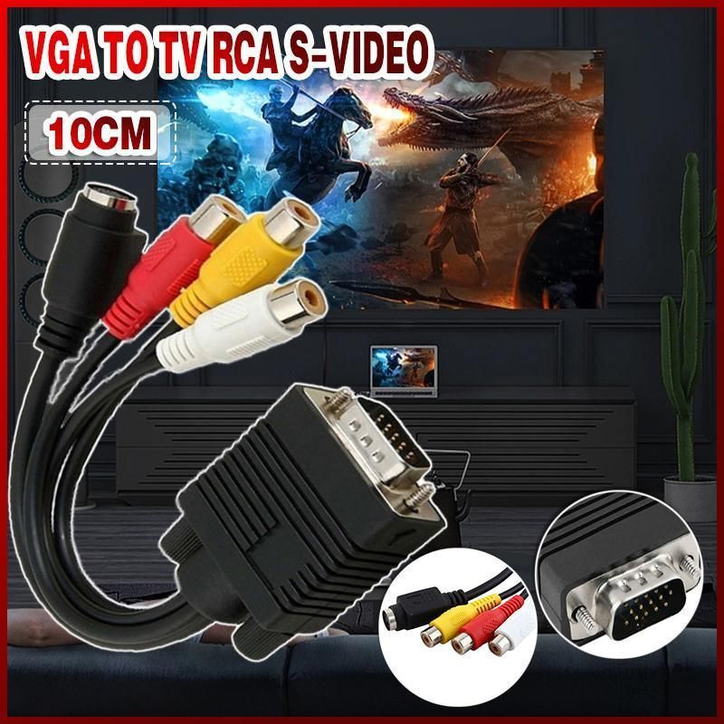 High-Quality PC VGA to S-Video 3RCA TV Converter Cable - Seamless Video Adapter Solution