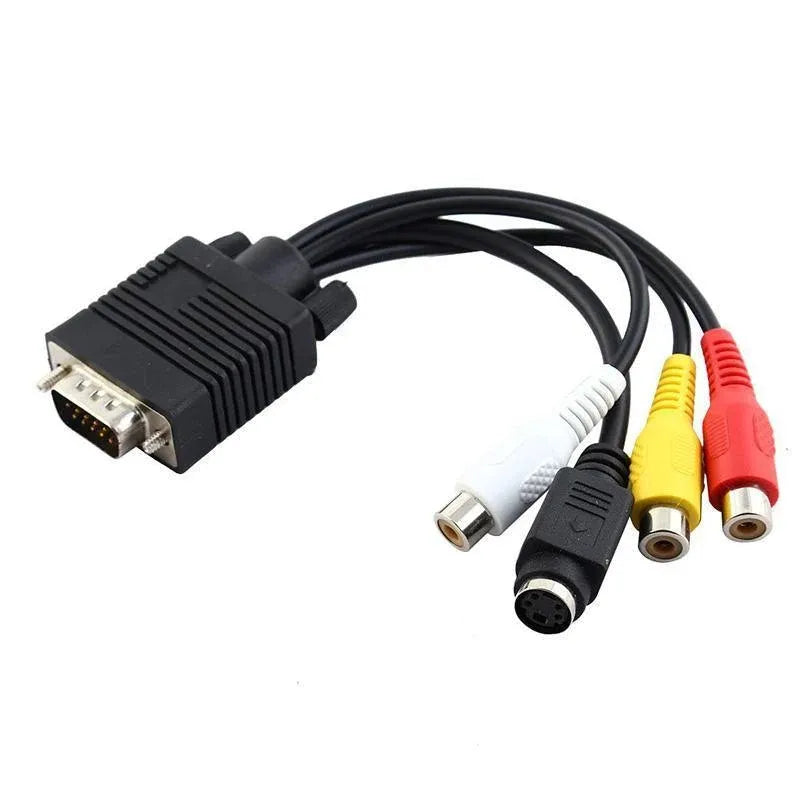 High-Quality PC VGA to S-Video 3RCA TV Converter Cable - Seamless Video Adapter Solution