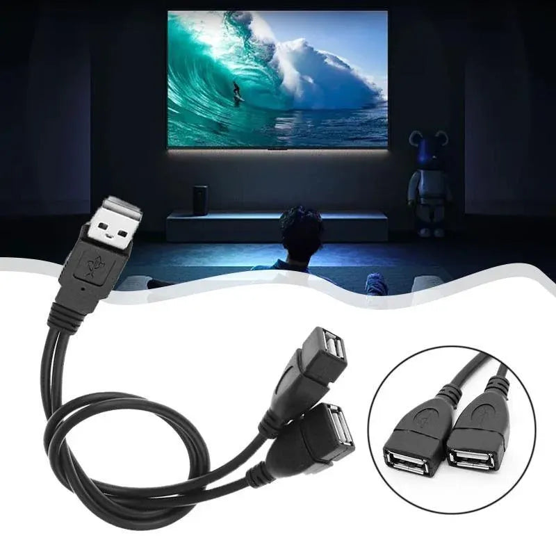 Double USB Extension A-Male to 2 A-Female Y Cable Cord Power Adapter Splitter