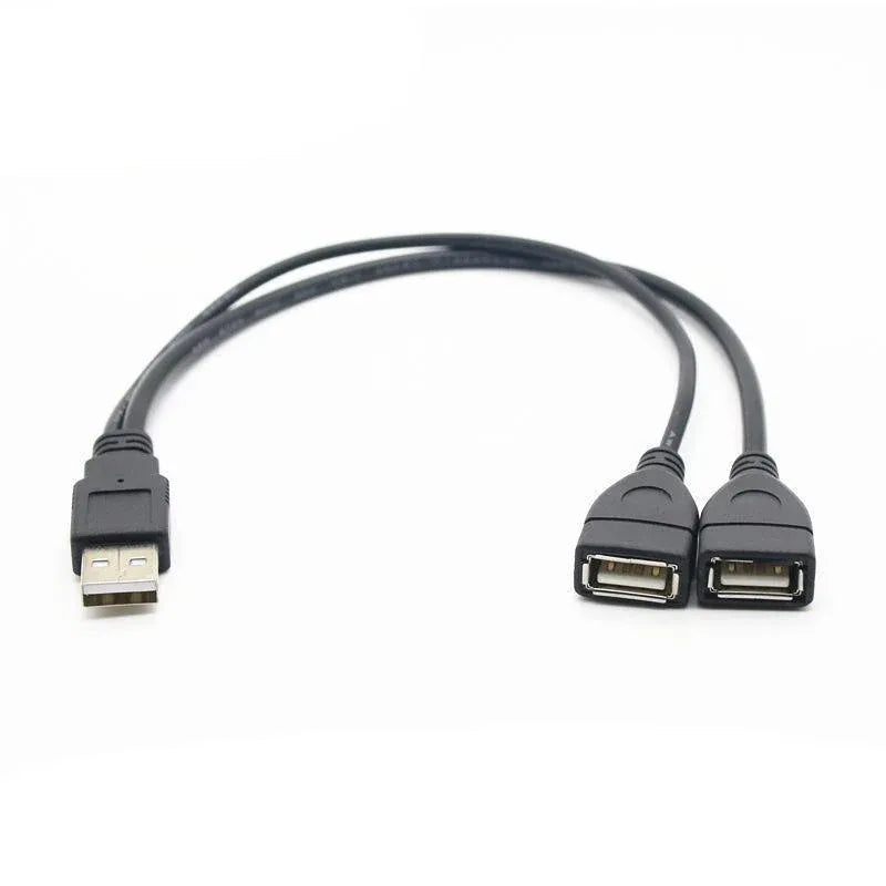 Double USB Extension A-Male to 2 A-Female Y Cable Cord Power Adapter Splitter