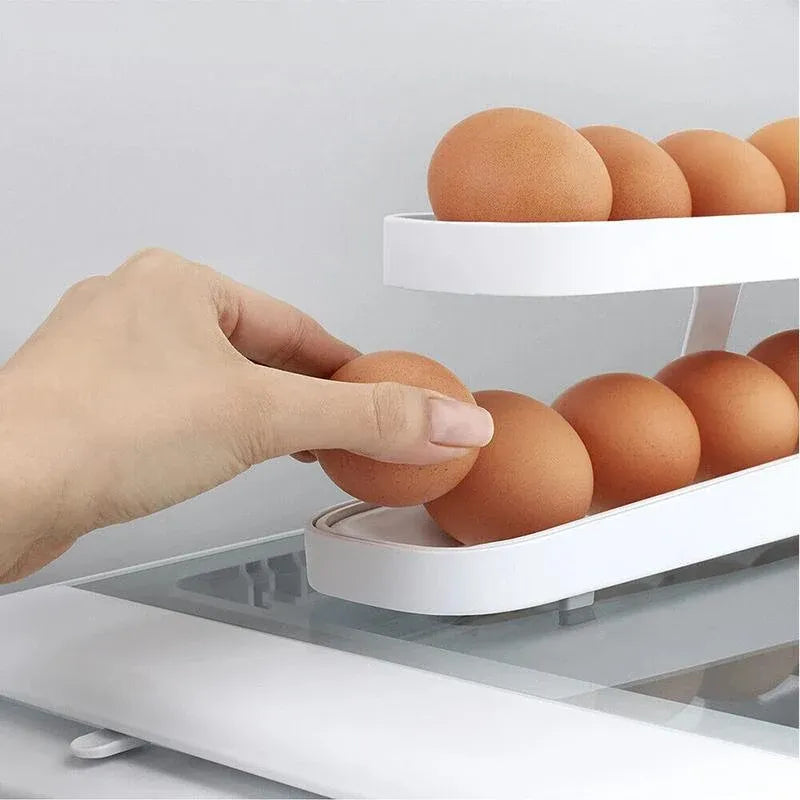 2 Tier Rolling Egg Dispenser Auto Gravity Egg Holder for Fridge Storage Rack