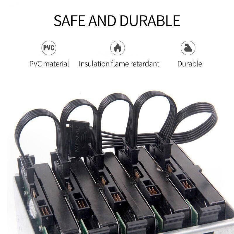 15 Pin SATA Power Splitter Cable 1 Male to 5 Female Adapter for HDD SSD Drives