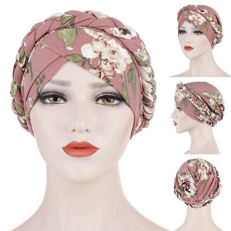 Women Floral Turban Head Wrap Cap Comfortable Chemo Headscarf Headwear - Beige zebra print
