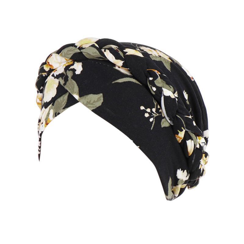 Women Floral Turban Head Wrap Cap Comfortable Chemo Headscarf Headwear - Black