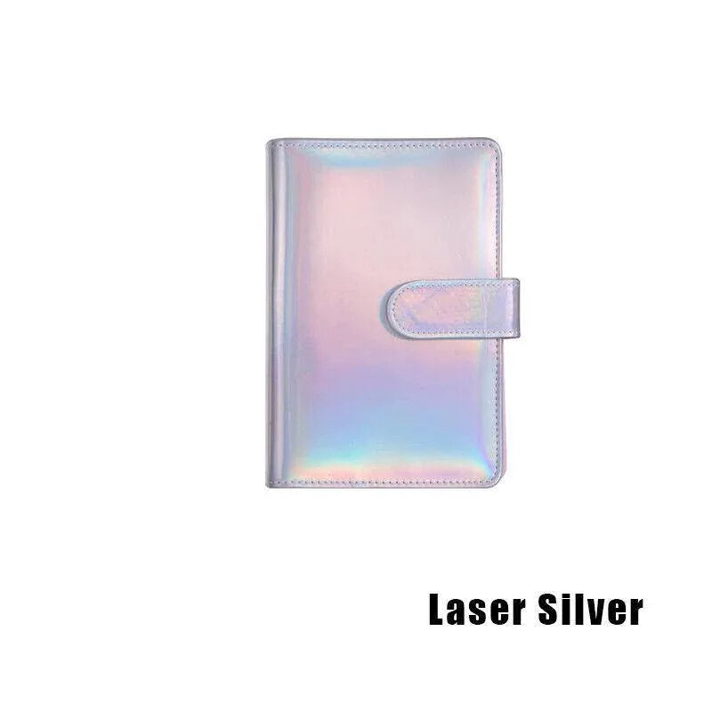 A6 Pu Leather Binder Pockets Cash Envelope Planner Notebooks - Laser Silver