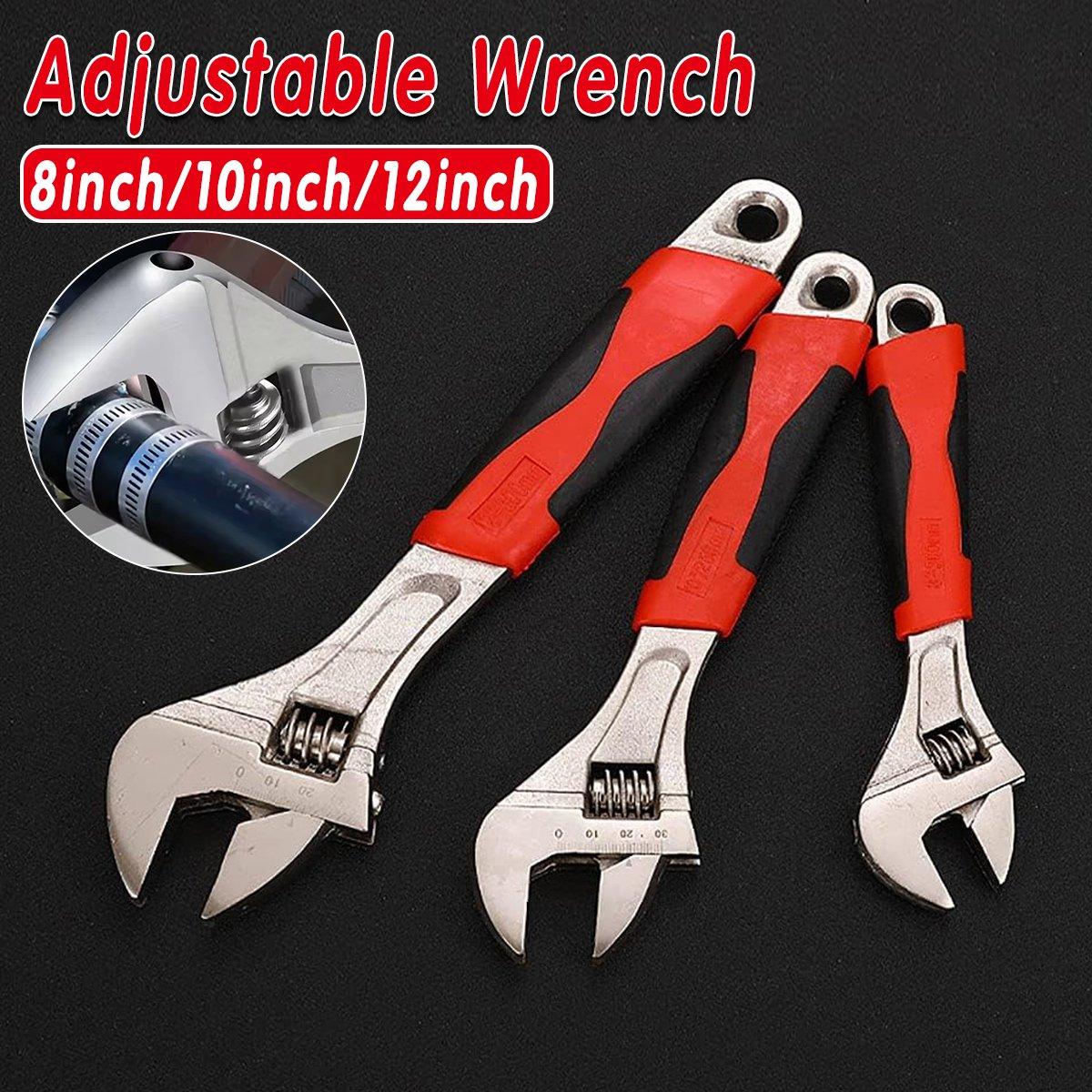 8inch 10inch 12inch Durable Chrome Vanadium Steel Rubberized Grip Adjustable Wrench - 10inch