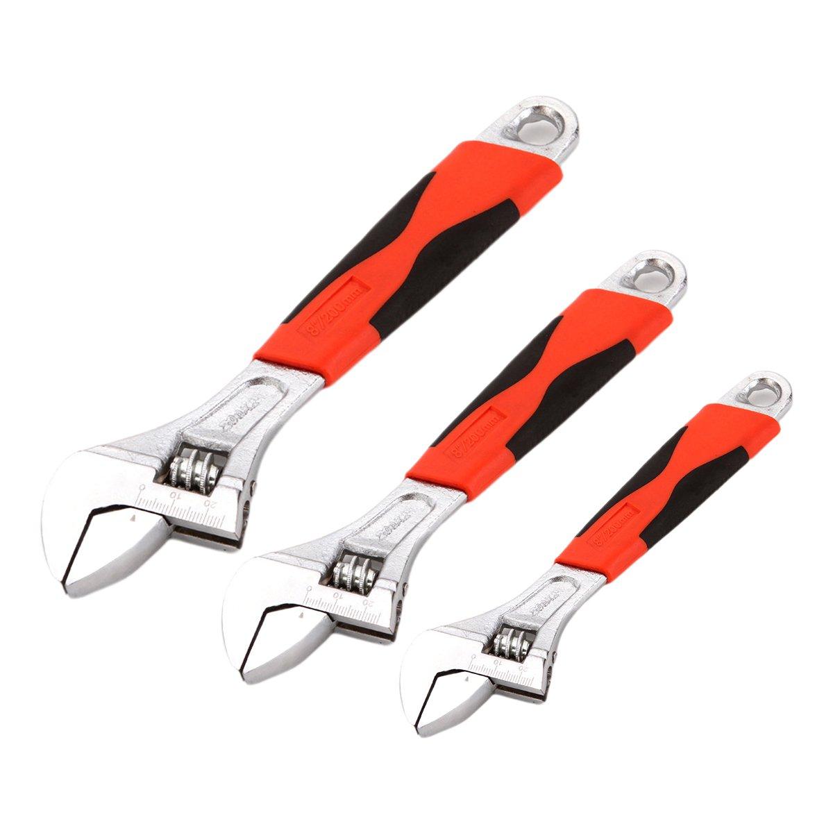 8inch 10inch 12inch Durable Chrome Vanadium Steel Rubberized Grip Adjustable Wrench - 8inch