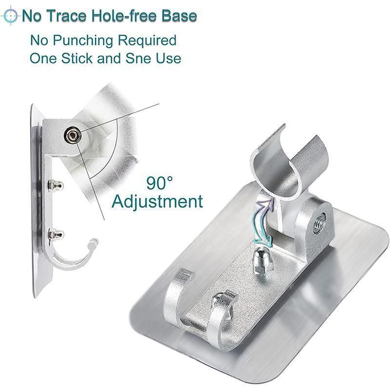 Adjustable Bracket Suction Shower Head Handset Holder Bathroom Wall Mount +Hooks
