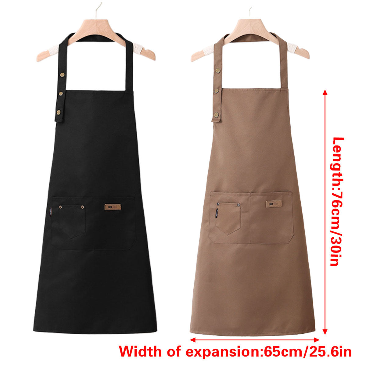 Adjustable Work Apron Neck Strap Waist Tie Kitchen Cooking Bib Apron Men Women - Black