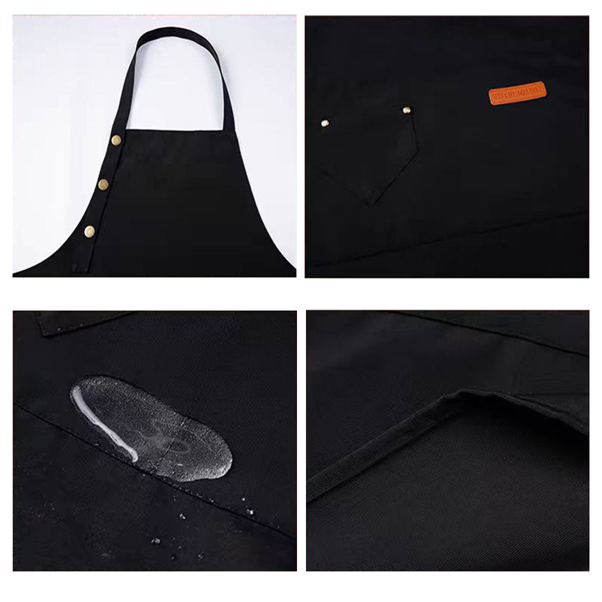 Adjustable Work Apron Neck Strap Waist Tie Kitchen Cooking Bib Apron Men Women - Brown