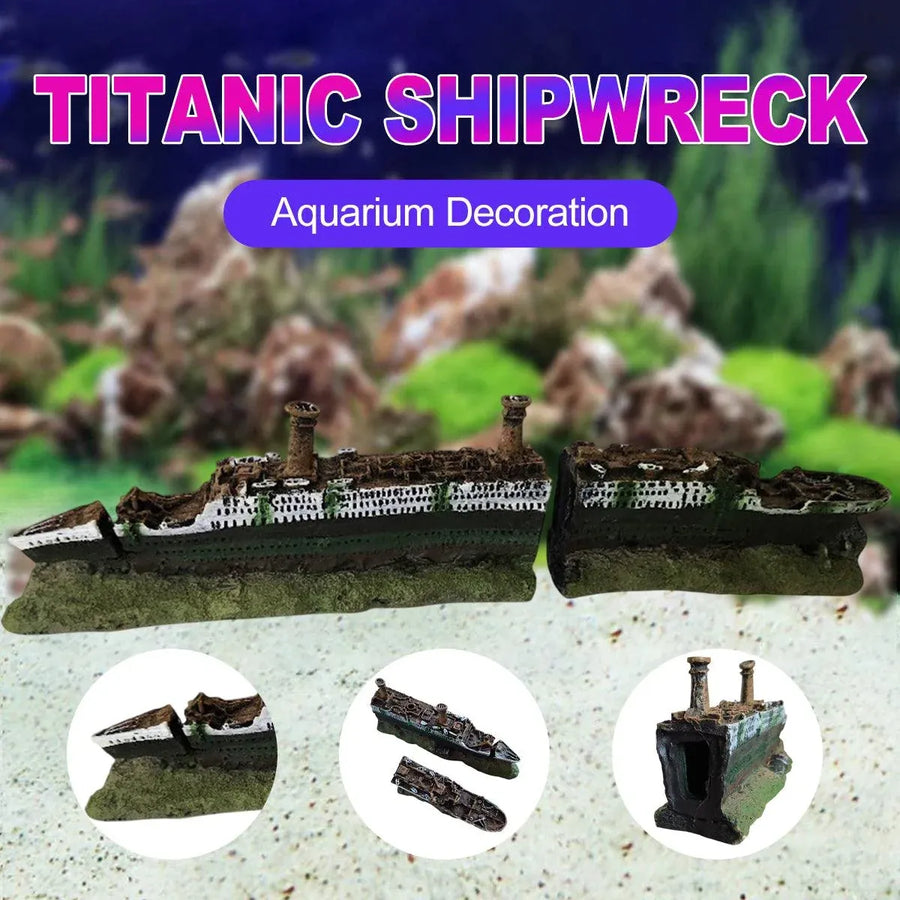 Titanic Shipwreck Aquarium Decoration for Fish Tank Aquascape Underwater Decor