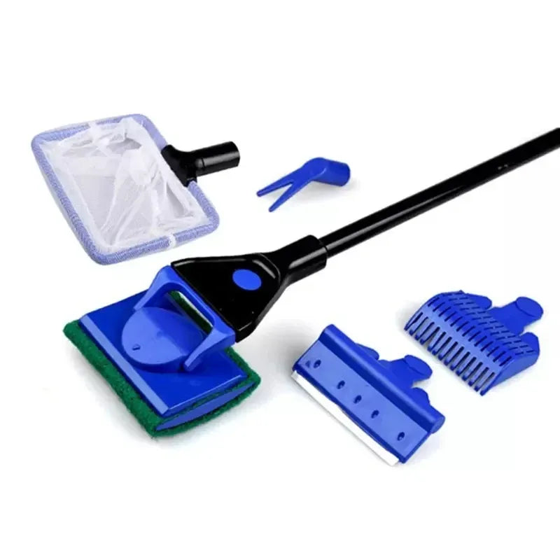 5 in1 Water Aquarium Cleaning Tool Fish Tank Gravel Vacuum Glass Cleaner Brush