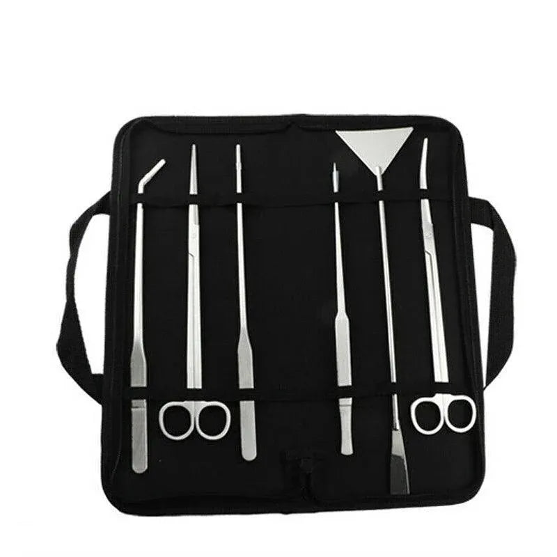 Stainless Steel Aquarium Tool Set Tweezers Scissors Spatula Kit 4 5 6PCS - 6PCS Tool + Bag